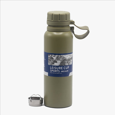 Maintains Hot and Cold Temperatures. Reusable sports water bottle made of stainless steel. Features double wall insulation has a straight body.