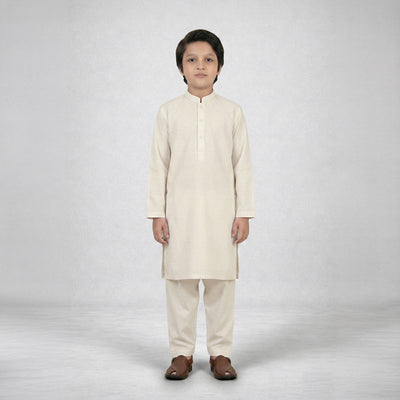 Boys Wash & Wear Off White Kurta Pajama