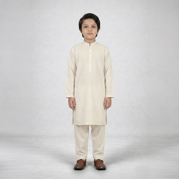 Boys Wash & Wear Off White Kurta Pajama