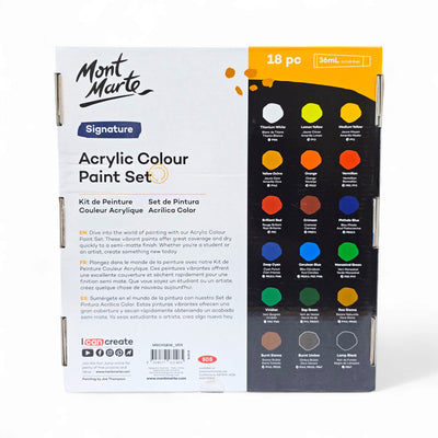Mont Marte Acrylic Paint Set 36ml- 18 Colors