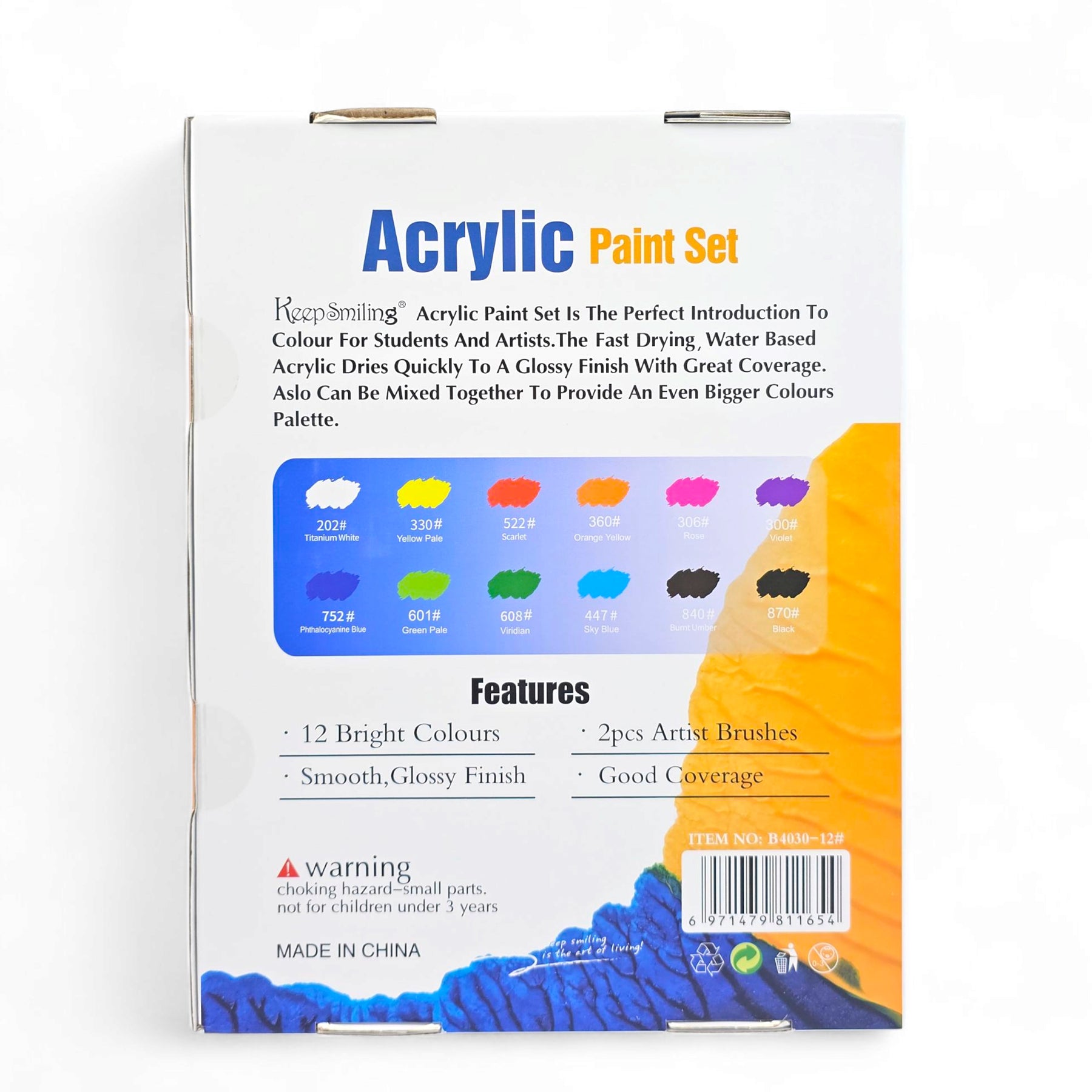 Keep Smiling Acrylic Paint Set 30ml - 12 Pcs – ReadStore.pk