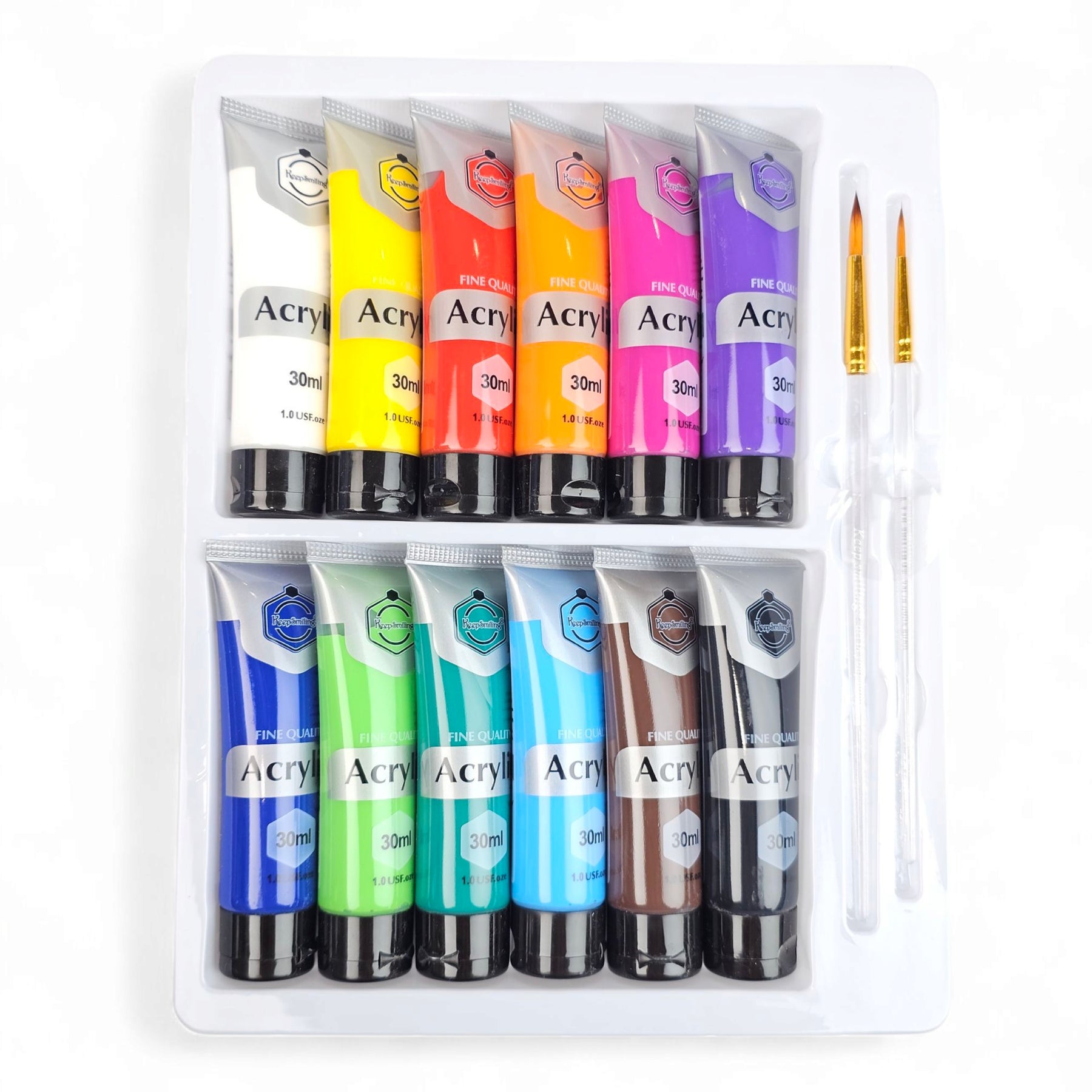 Keep Smiling Acrylic Paint Set 30ml - 12 Pcs – ReadStore.pk