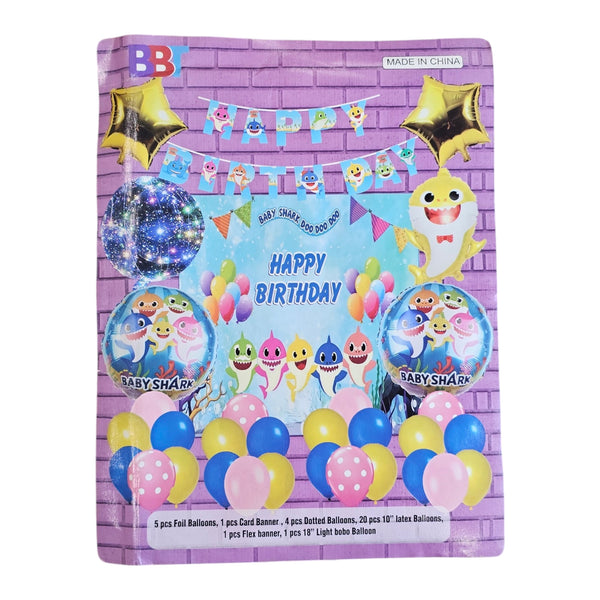 Happy Birthday Baby Shark Theme Balloon Set