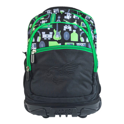 Green Print Trolley School Bag 3509