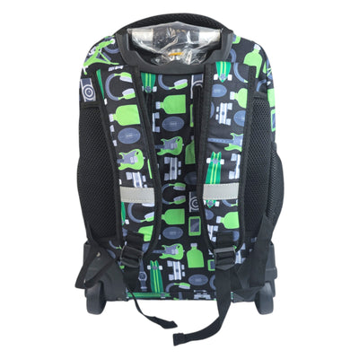 Green Print Trolley School Bag 3509