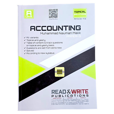 Read & Write A Levels Accounting P-3 Topical Solved Past Papers 113