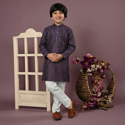 Boys Cotton Purple Kurta Pajama
