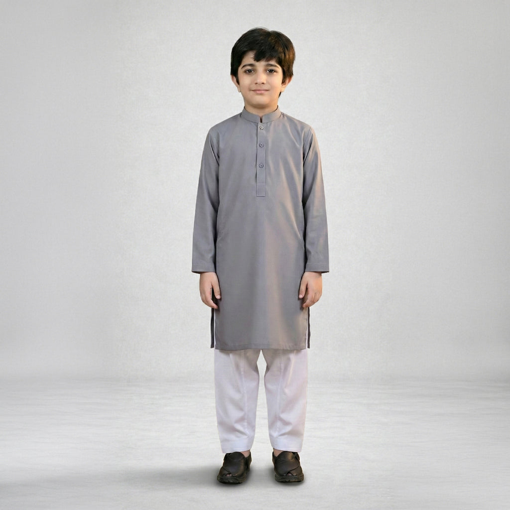 Boys Wash & Wear N Grey Kurta Pajama