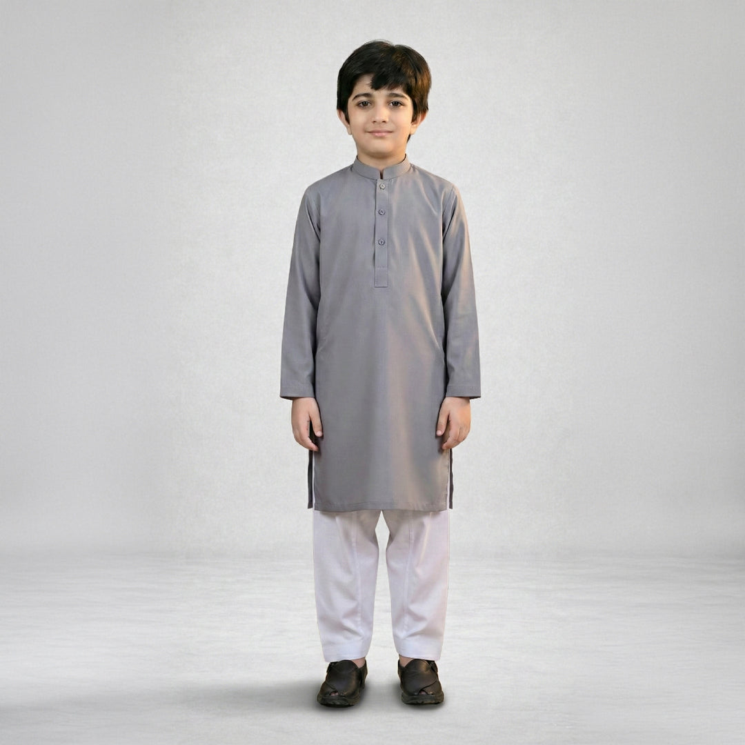 Boys Wash & Wear N Grey Kurta Pajama
