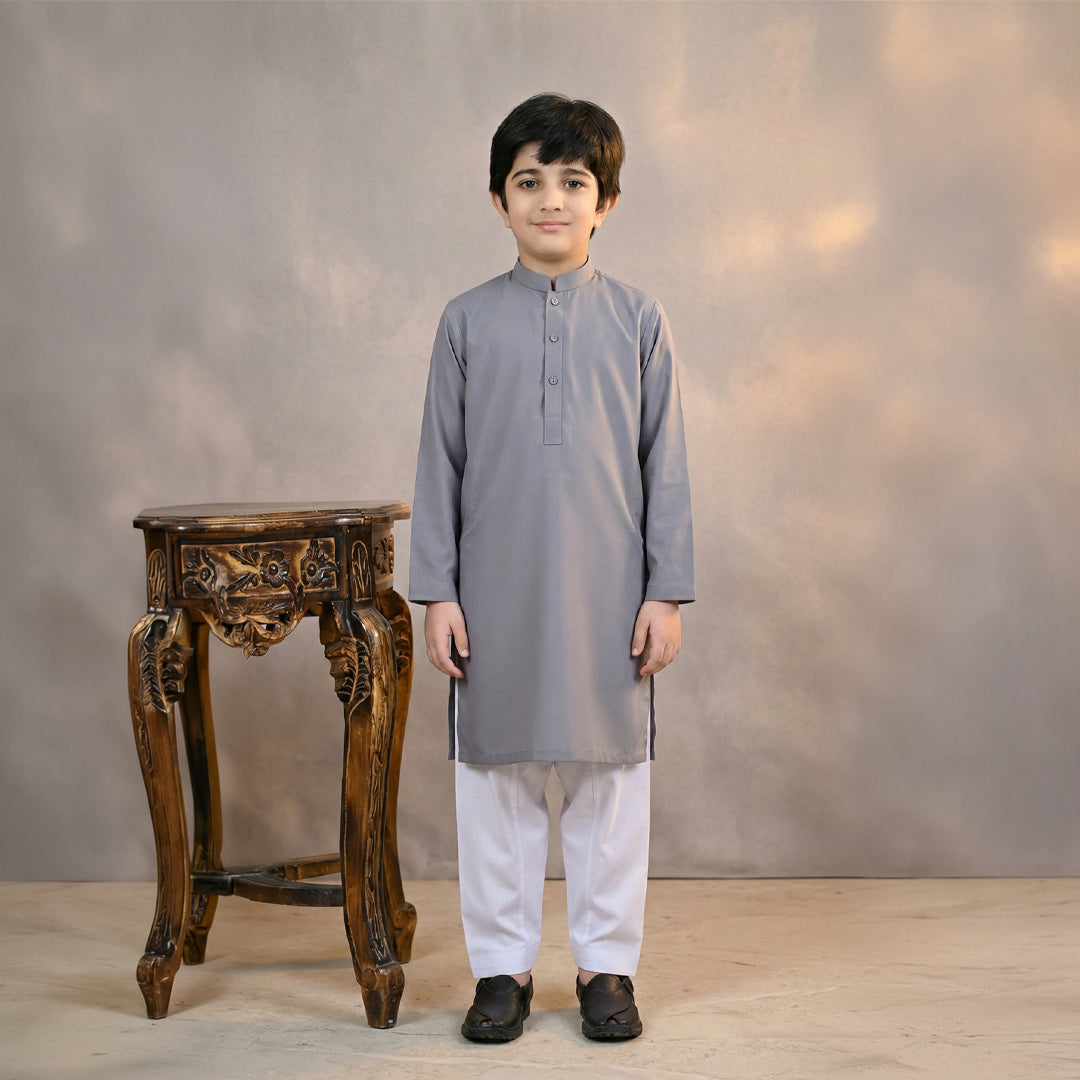 Boys Wash & Wear N Grey Kurta Pajama