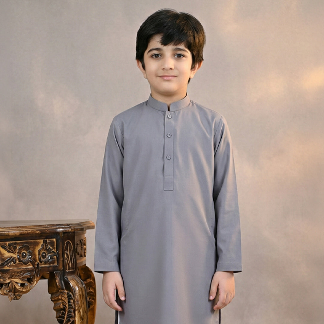 Boys Wash & Wear N Grey Kurta Pajama