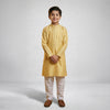 Boys Cotton Yellow Cream Kurta Pajama