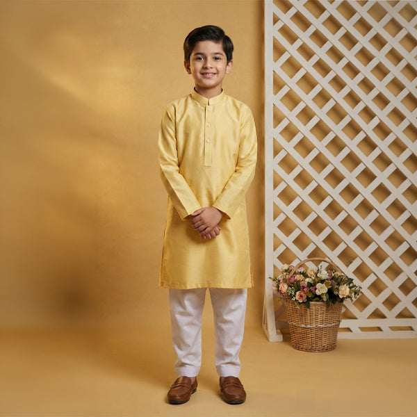 Boys Cotton Cream Kurta Shalwar