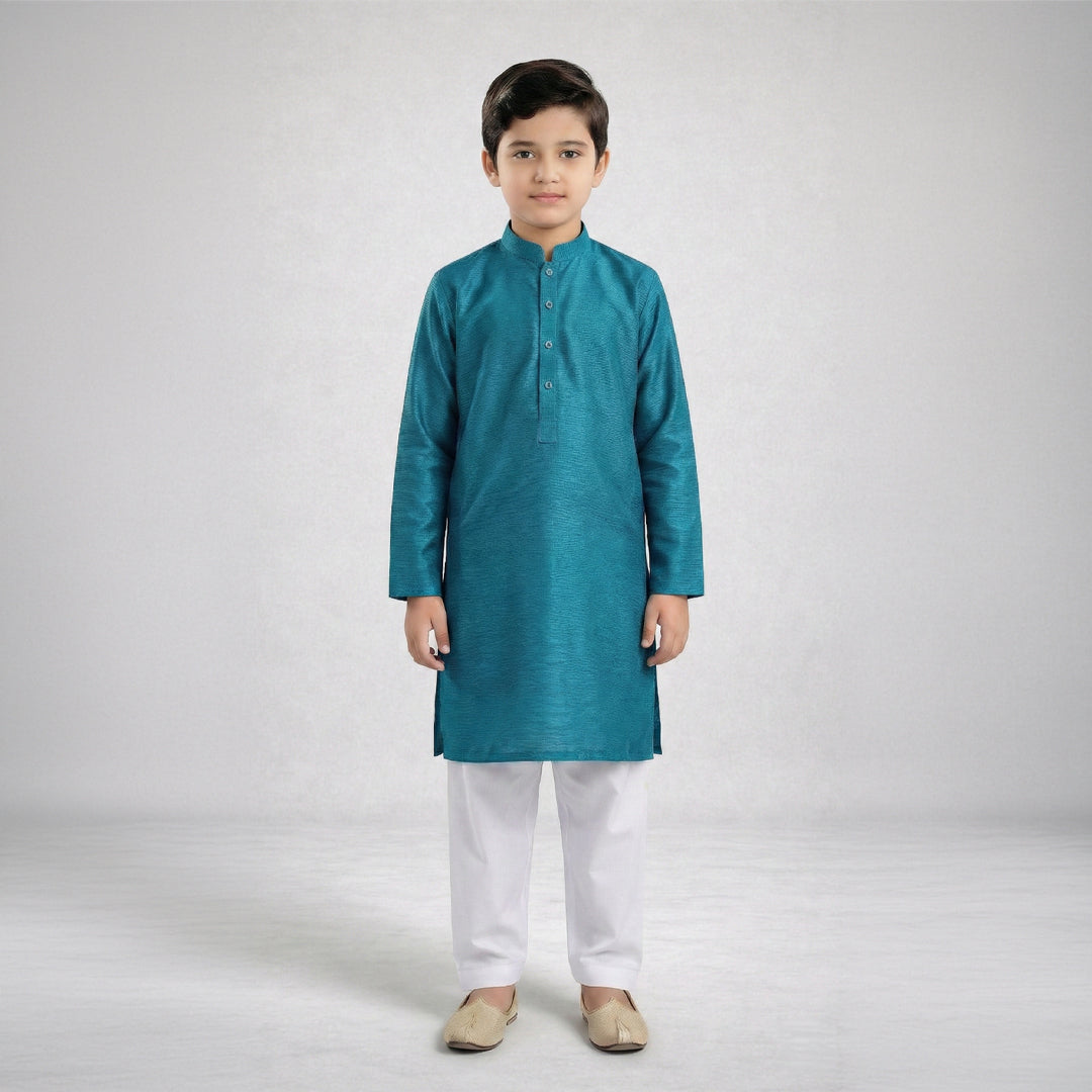 Boys Cotton Ocean Blue Kurta Pajama