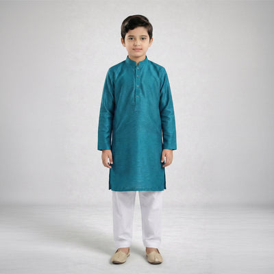 Boys Cotton Ocean Blue Kurta Pajama