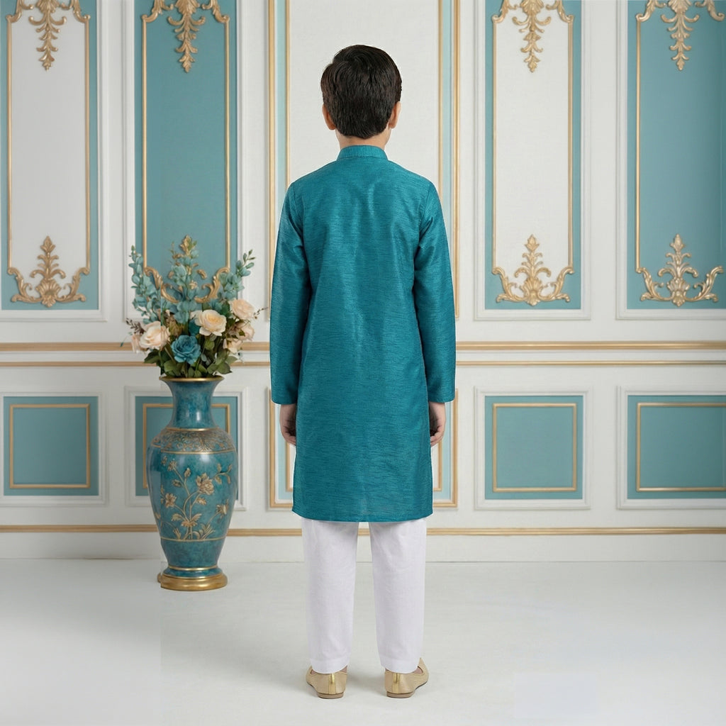 Boys Cotton Ocean Blue Kurta Pajama