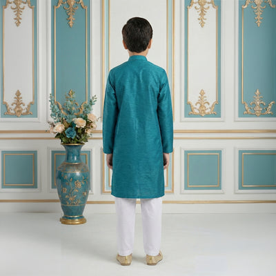 Boys Cotton Ocean Blue Kurta Pajama