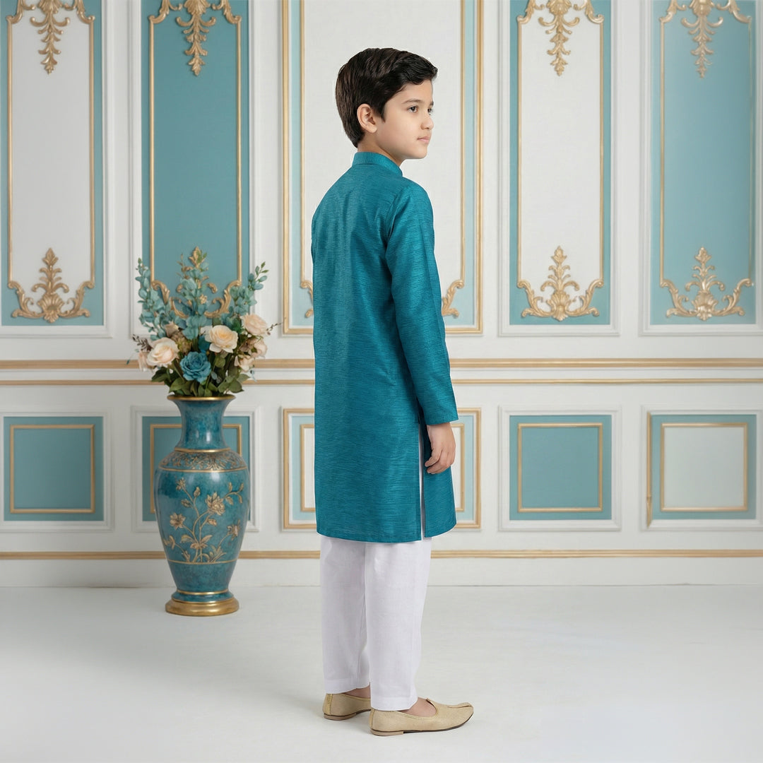 Boys Cotton Ocean Blue Kurta Pajama