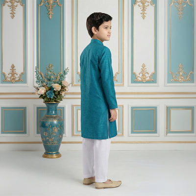 Boys Cotton Ocean Blue Kurta Pajama