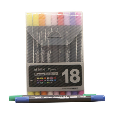 M&G Signme Dual Tip Watercolor Brush Markers- 18