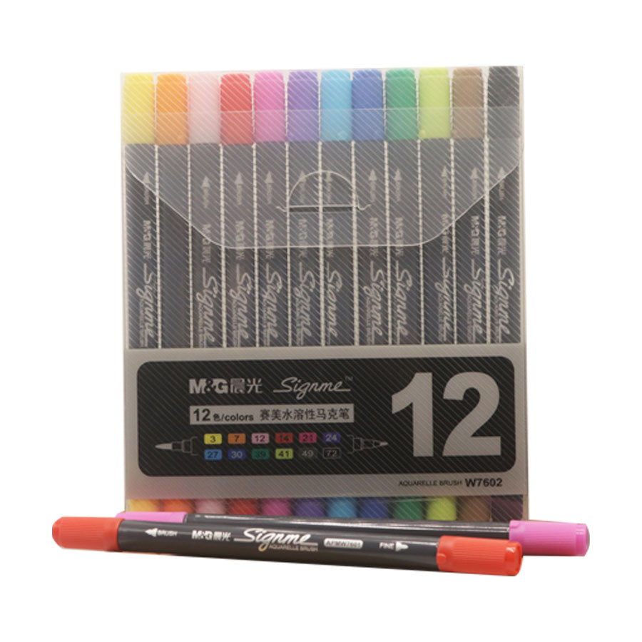 M&G Signme Dual Tip Watercolor Brush Marker- 12 –