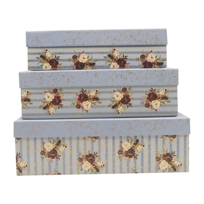 Set of 3 Hard Board Gift Boxes Blue- Rectangle