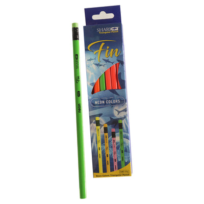 Shark Triangular Pencils Neon Colors- 12 Pcs