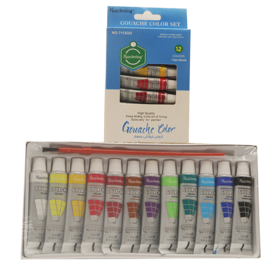 Keep Smiling Gouache Color 12 Colors+1Brush – ReadStore.pk